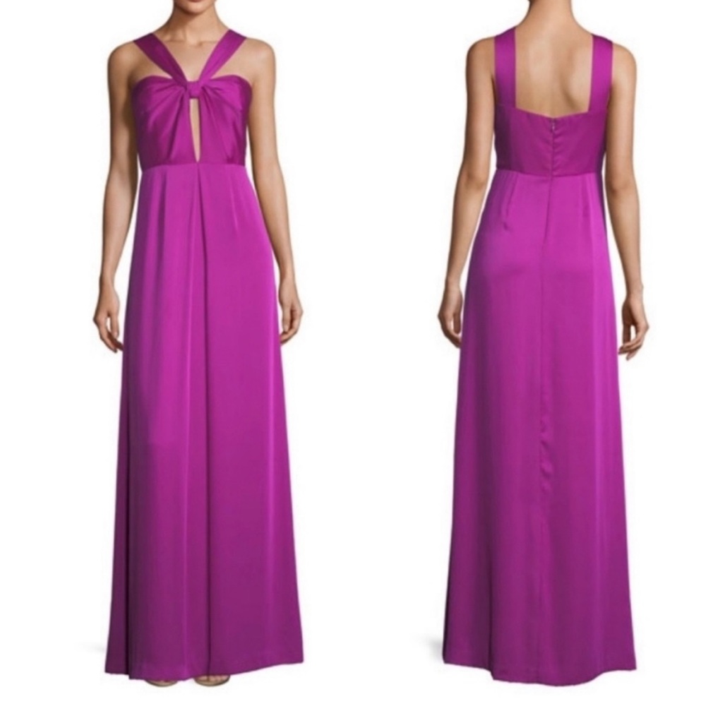 Jill Jill Stuart Halter Keyhole Sleeveless Satin Evening Gown Purple fuchsia